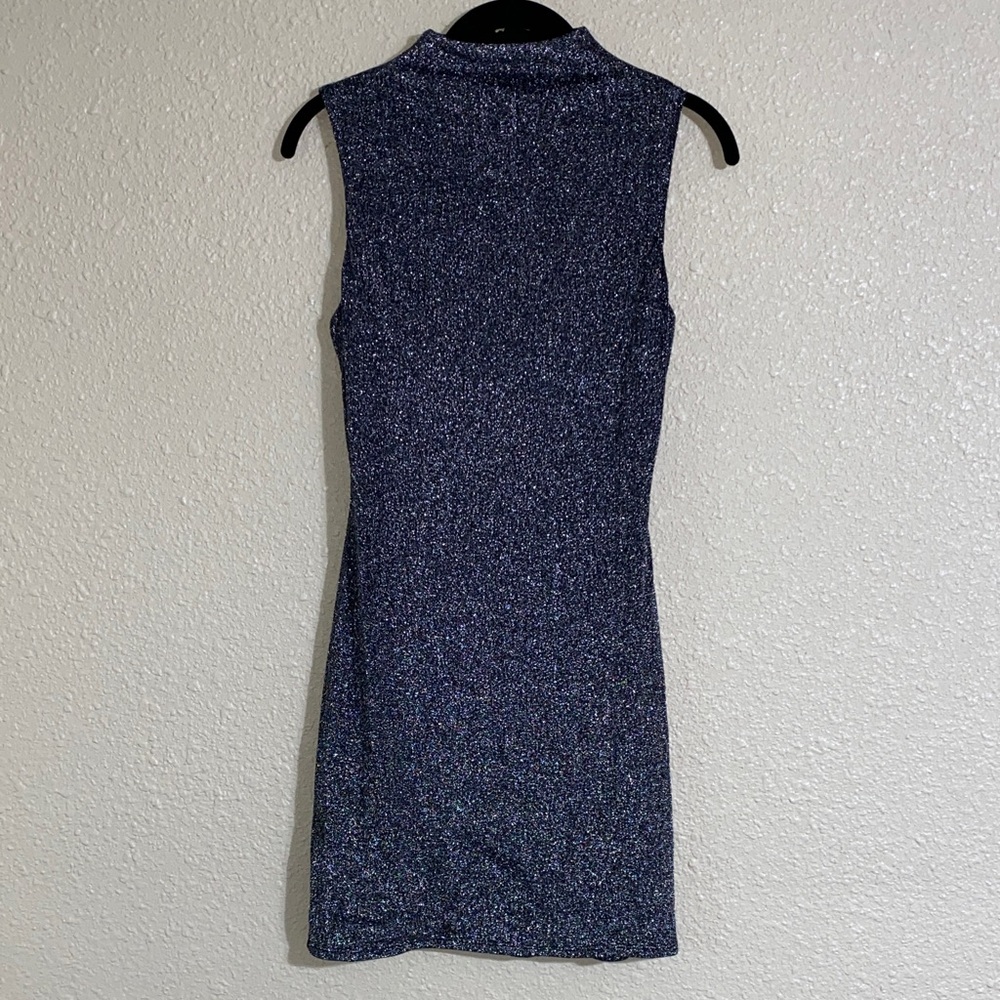 Naked Wardrobe Silver and Black Bodycon Mini Dress Size M NWOT